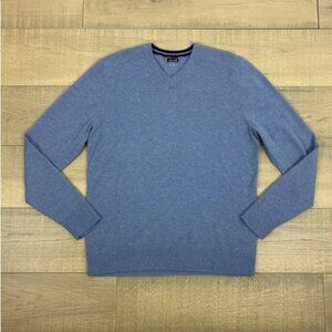 SmartWool Sweater Mens Size L Blue Sparwood V-Neck Long Sleeve Wool Blend Preppy